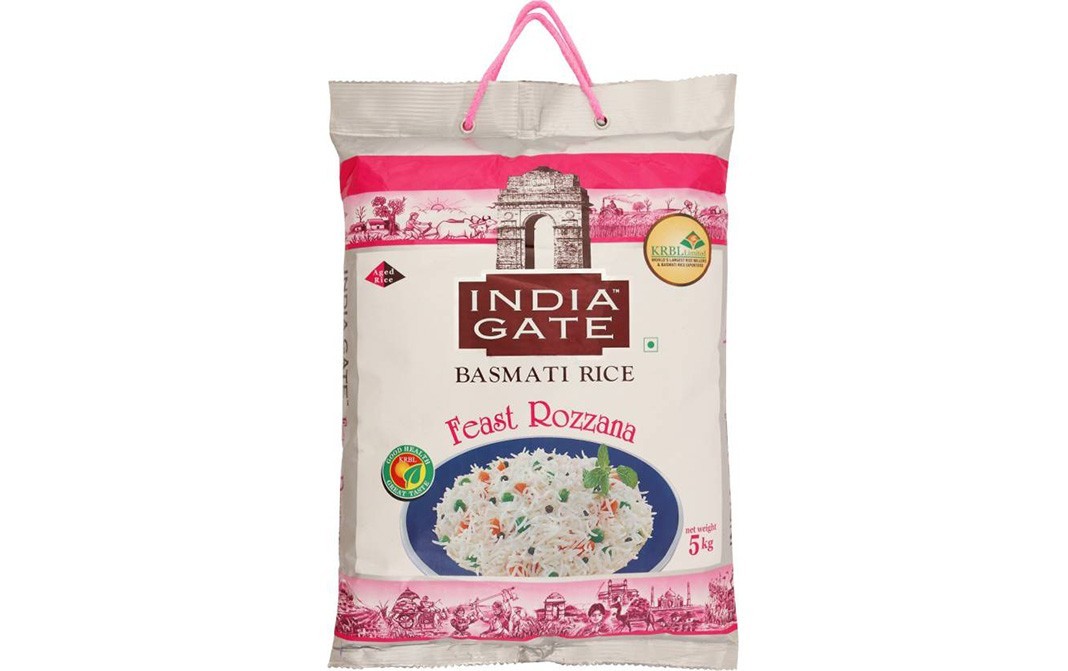 India Gate Basmati Rice Feast Rozzana   Pack  5 kilogram